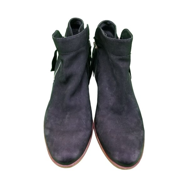 ✅Sam Edelman Ankle Boots Womens 8.5 Black Nubuck PACKER Zip Booties Stacked Heel - Picture 7 of 10